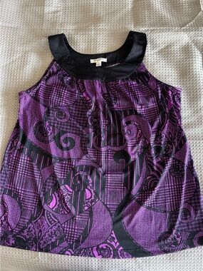 Women’s Purple & Black Patterned Tank Top by JPR Uniform Size Large EUC